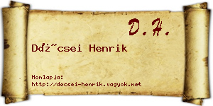 Décsei Henrik névjegykártya
